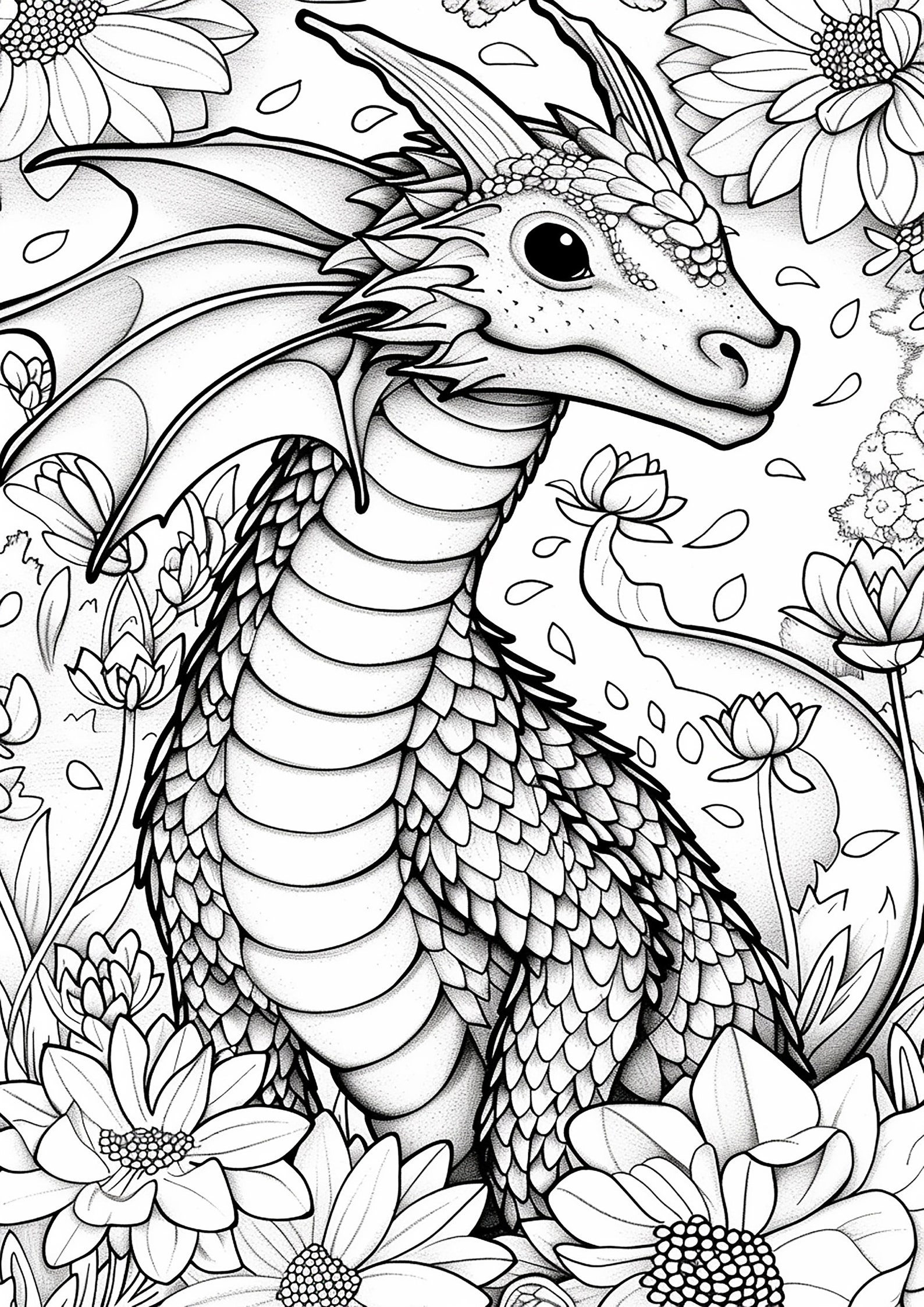 Fairy Dragons Coloring Pages for Children and Adults to Print - Etsy
