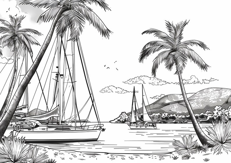 Mediterranean Themed Coloring Pages to Print for Adults and Children - Etsy