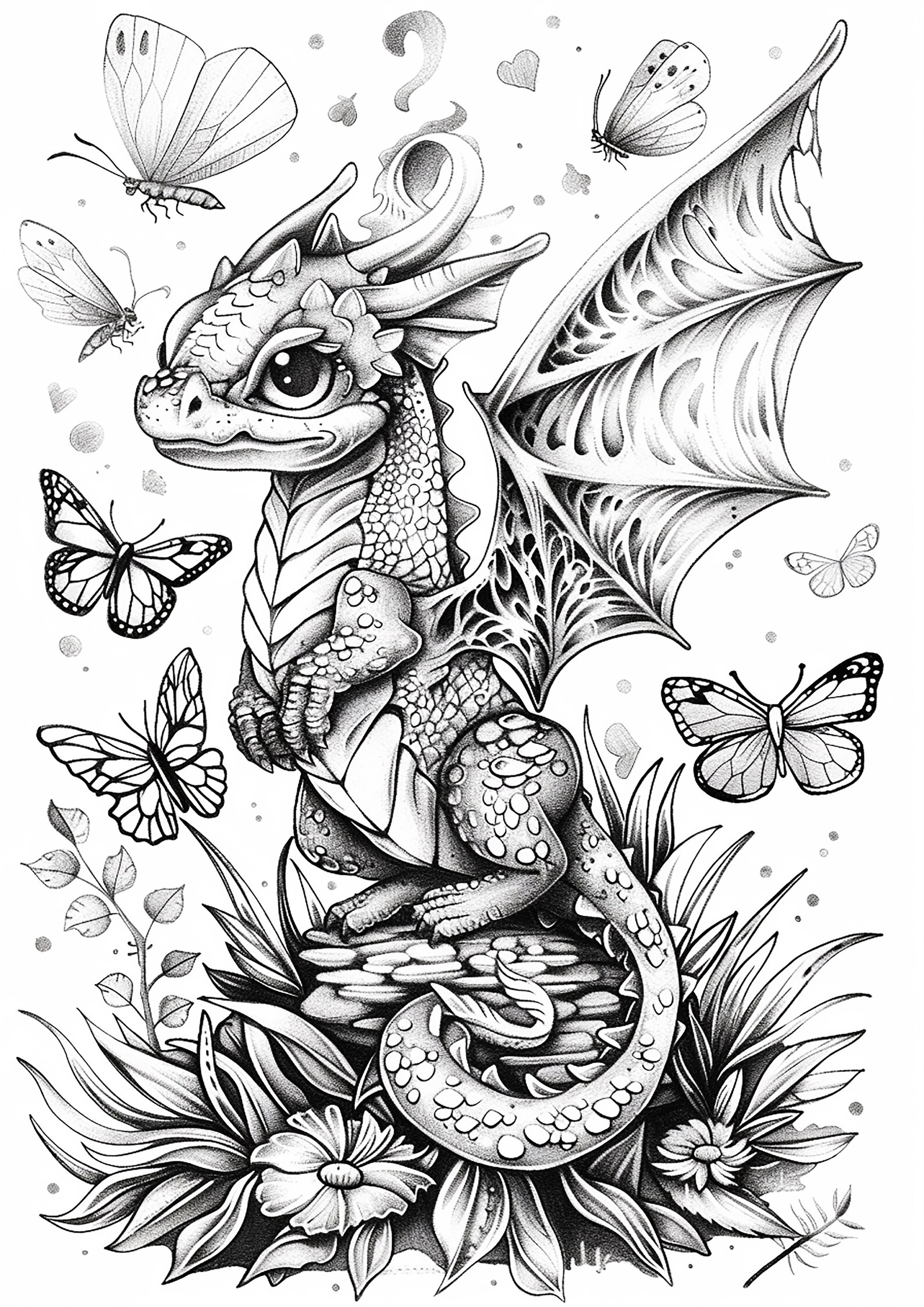 Fairy Dragons Coloring Pages for Children and Adults to Print - Etsy