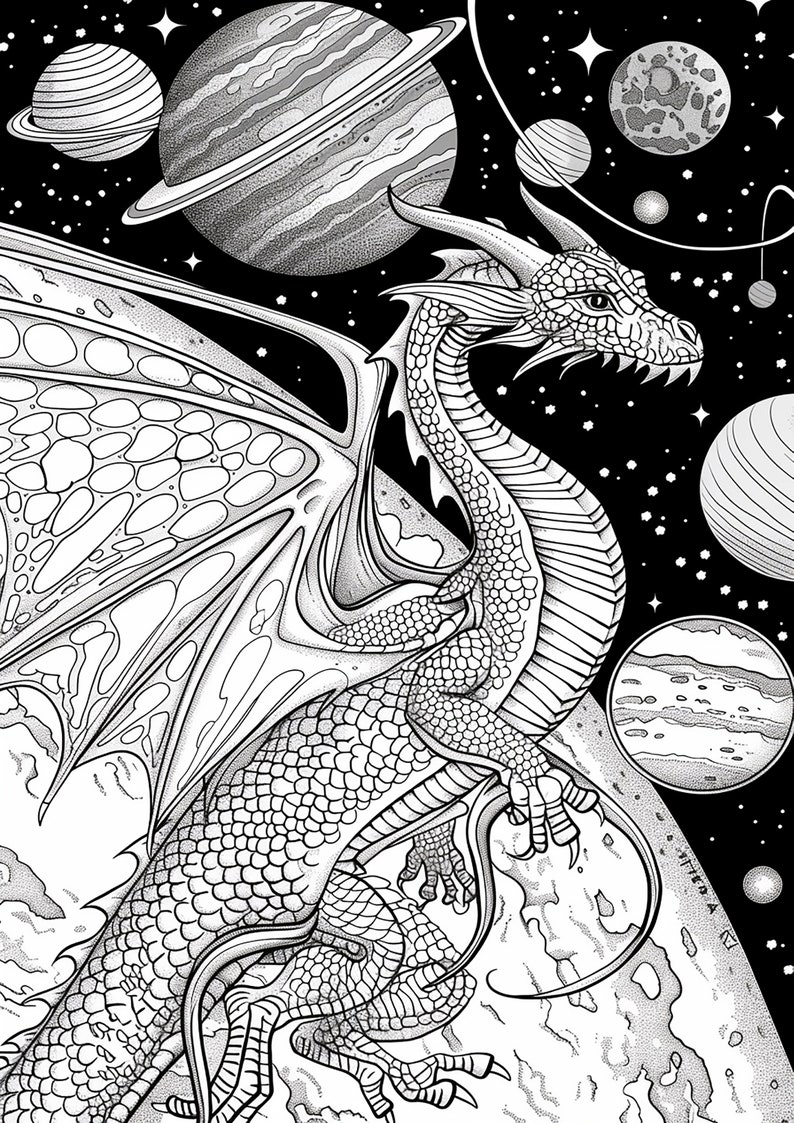 Fairy Dragons Coloring Pages for Children and Adults to Print Etsy