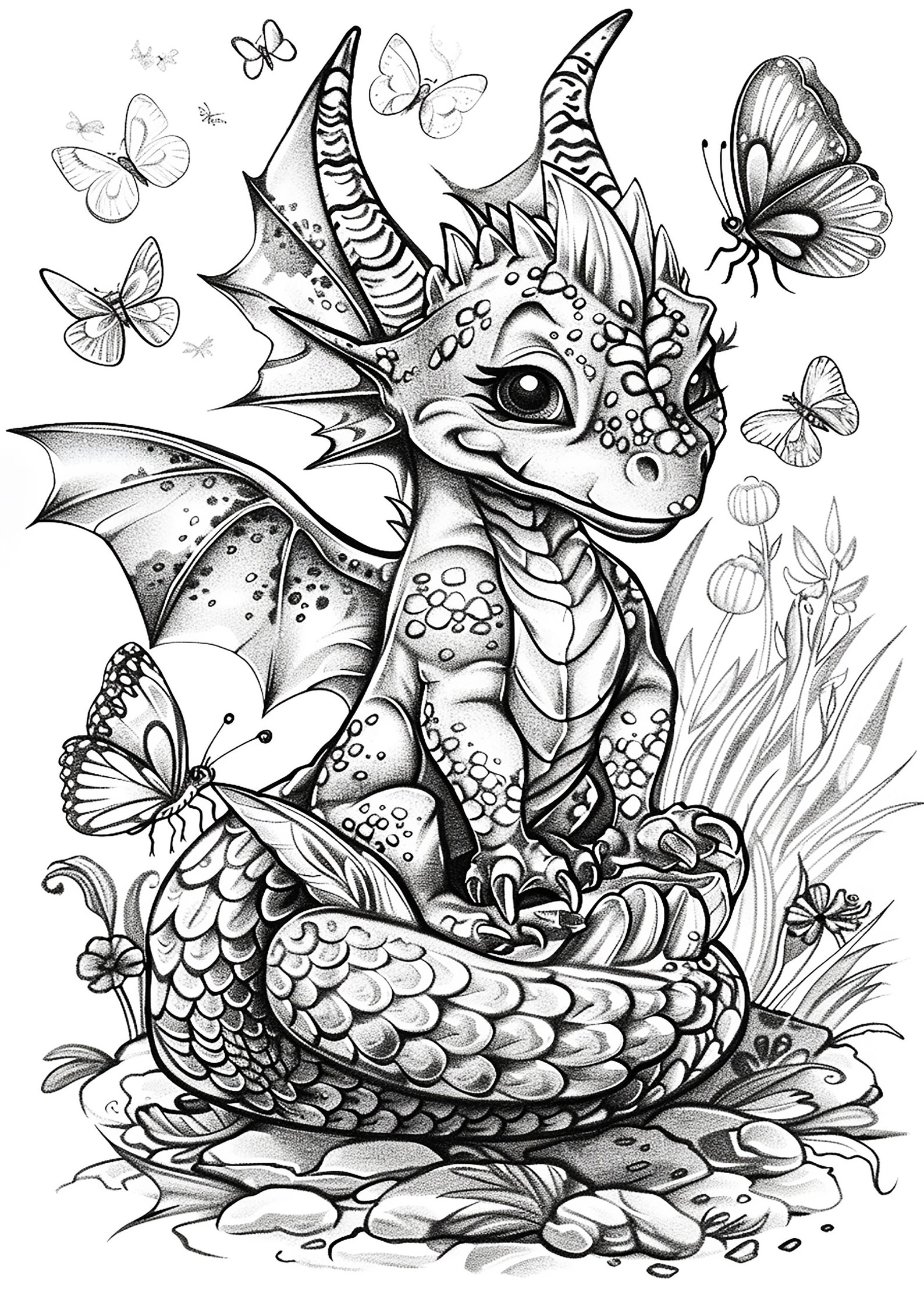 Fairy Dragons Coloring Pages for Children and Adults to Print - Etsy