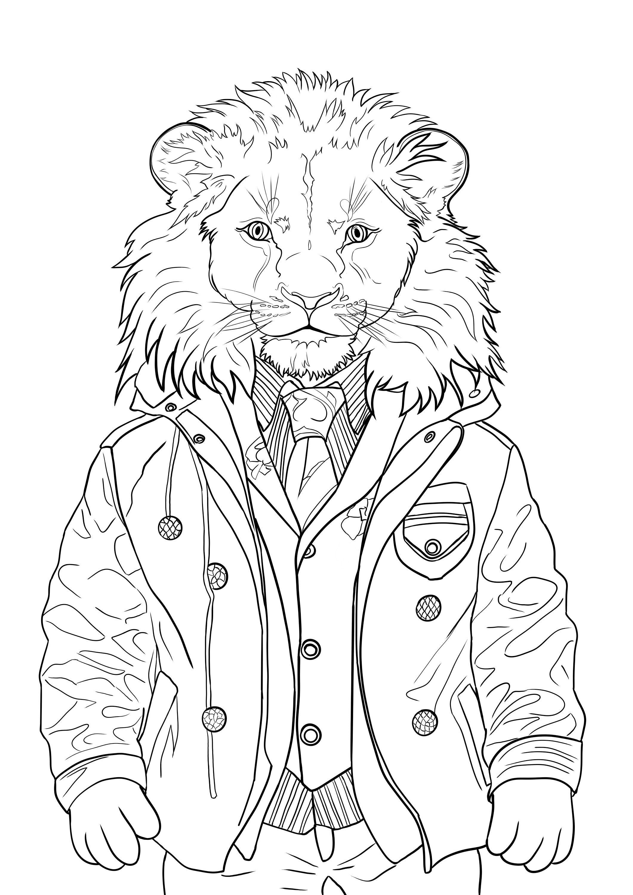 Coloring Pages of Animals in Clothes for Children and Adults to Print ...