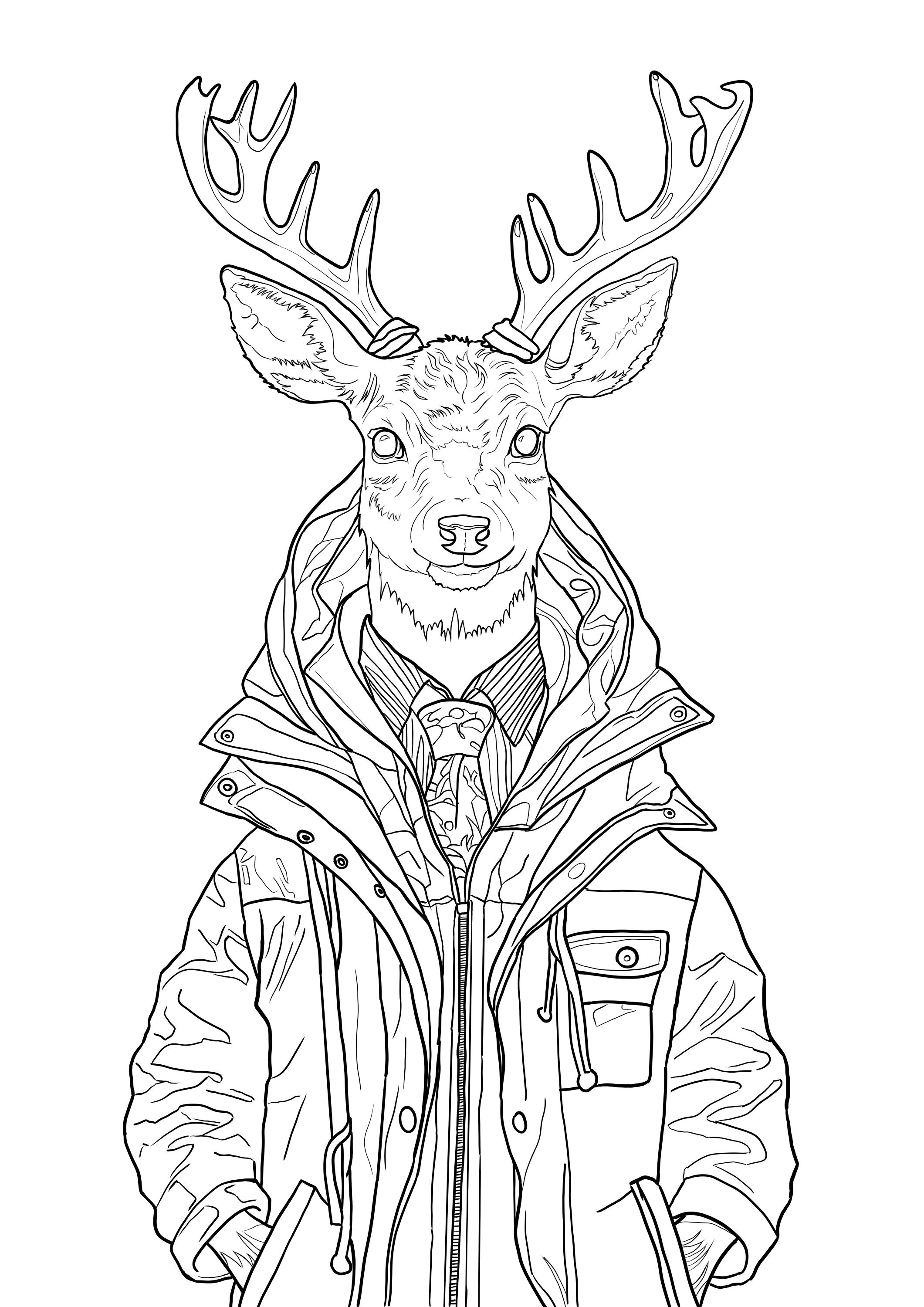 Coloring Pages of Animals in Clothes for Children and Adults to Print ...