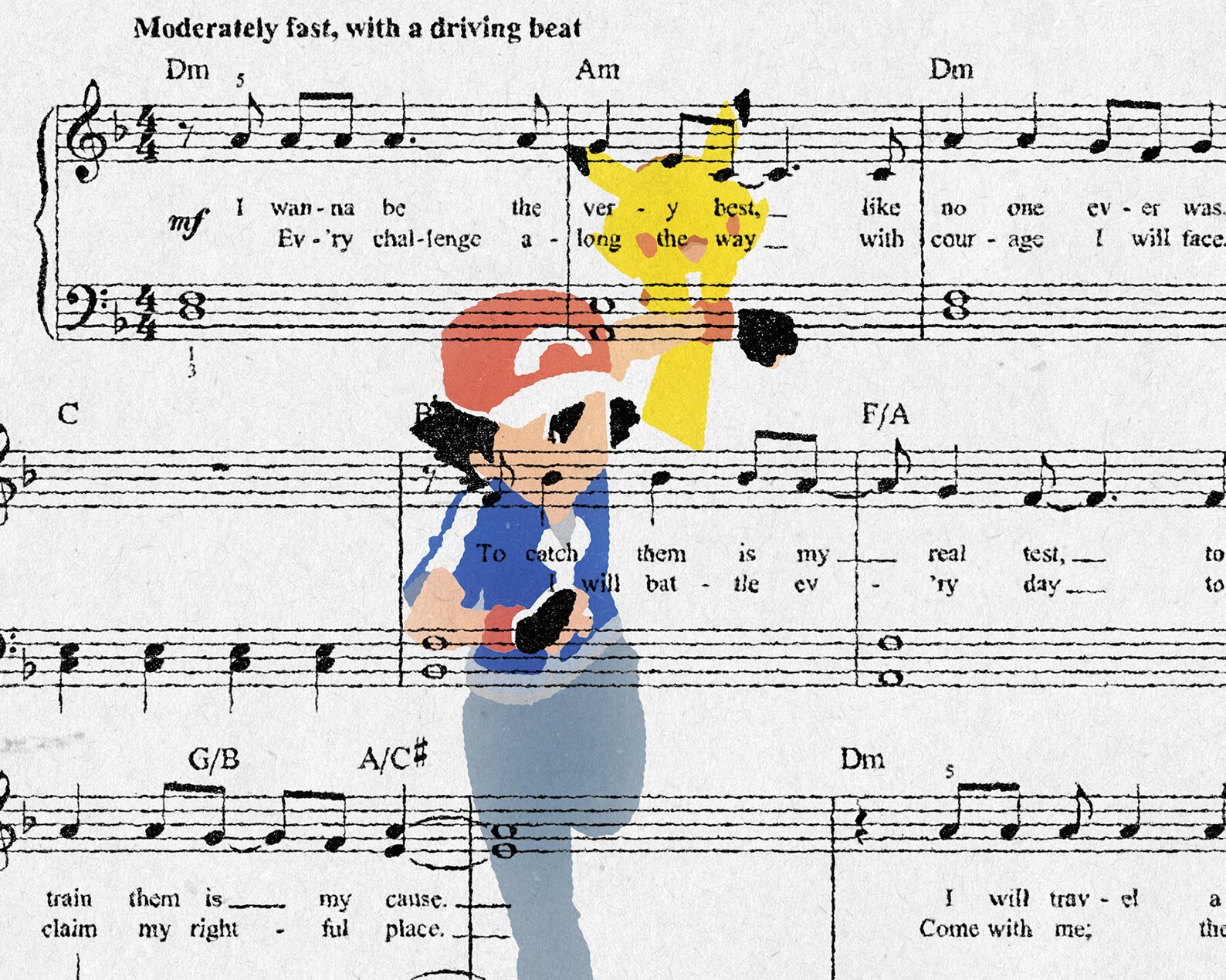 Sheet Music Pokemon Theme Song Music Lyrics Minimalist Etsy