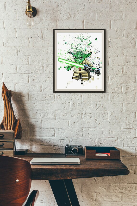 Pixelated Vector Sketch Lego Star Wars Yoda Digital Etsy