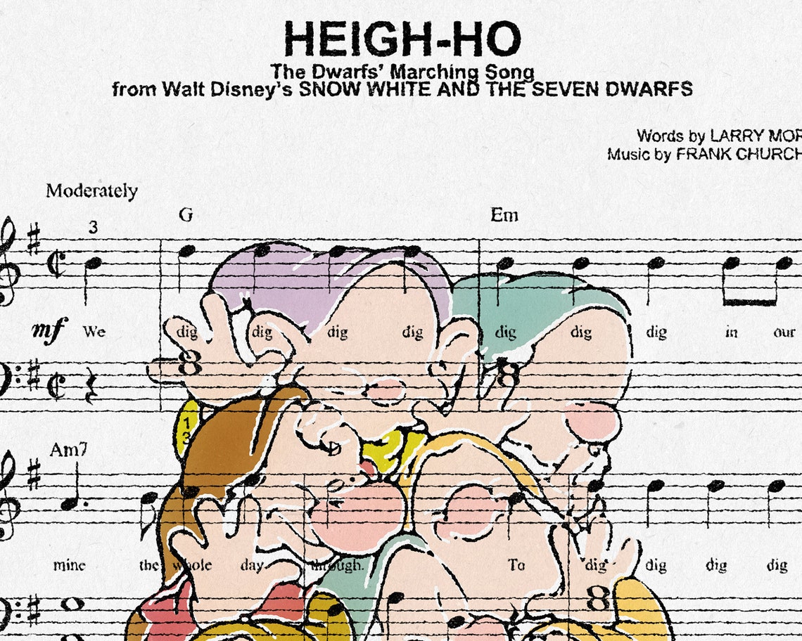 Sheet Music Snow White and the Seven Dwarfs Heigh Ho | Etsy