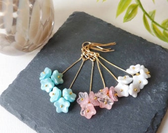 Flower bouquet dangling earrings czech glass beads earring
