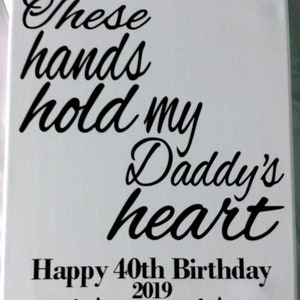 Personalized Hand Print Canvas handprint gift for him dad birthday gift father's day gift DIY new dad daddy gift multiple kids Christmas image 4