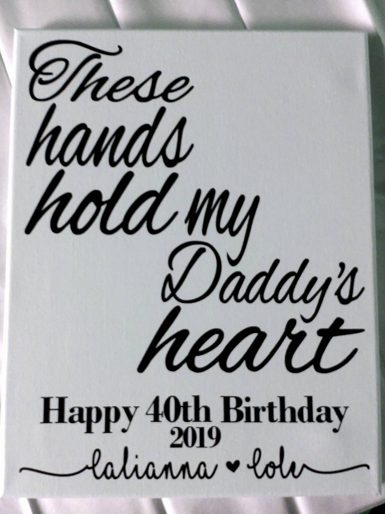 Personalized Hand Print Canvas handprint gift for him dad birthday gift father's day gift DIY new dad daddy gift multiple kids Christmas image 4