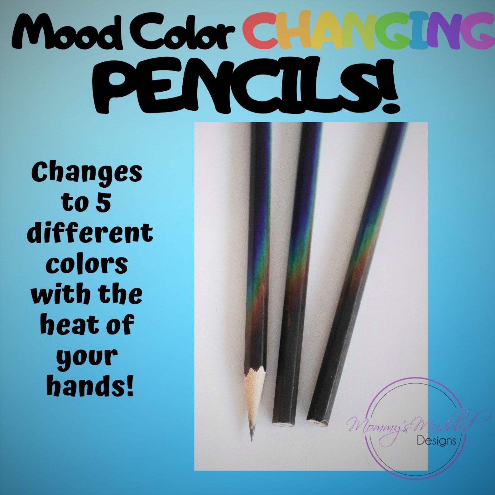 Mood Color Changing Pencils Set of 3 Custom Pencil Set Back Etsy