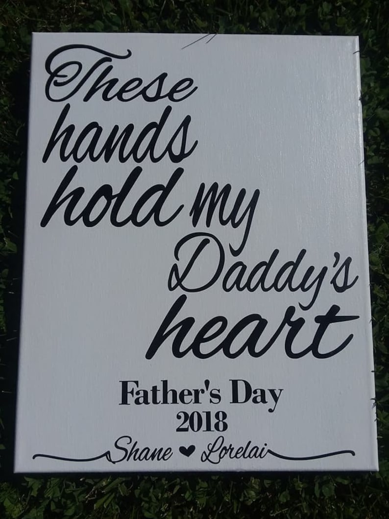 Personalized Hand Print Canvas handprint gift for him dad birthday gift father's day gift DIY new dad daddy gift multiple kids Christmas image 2