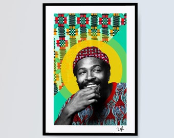 Marvin Gaye - Limited Edition Print - A4 Print - A3 Print - Digital Collage - Black Art - African Art