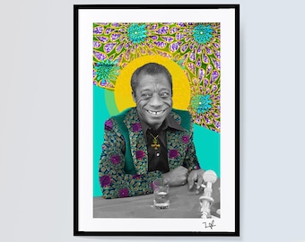 James Baldwin - Limited Edition Print - A4 Print - A3 Print - Digital Collage - Black Art - African Art