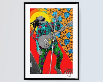 Stampa artistica di Bob Marley: collage africano in edizione limitata