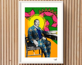 Marcus Garvey 02 - Limited Edition Print - A4 Print - A3 Print - Digital Collage - Black Art - African Art