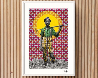 Young boy looks for a job 1906 - Limited Edition Print - A4 Print - A3 Print - Digital Collage - Black Art - African Art