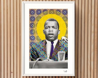 John Lewis - Limited Edition Print - A4 Print - A3 Print - Digital Collage - Black Art - African Art