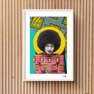 Angela Davis 1974, United States - Limited Edition Print - A4 or A3 Print - Digital Collage