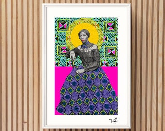 Harriet Tubman Art Print: Limited Edition African Fabric Collage