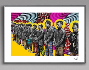 Black Panthers Art Print: Edition 02, African Fabric Collage, Civil Rights Poster