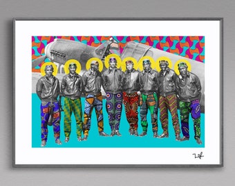 Tuskegee Airmen - Tirage en édition limitée - Tirage A4 - Tirage A3 - Collage numérique - Black Art - Art africain