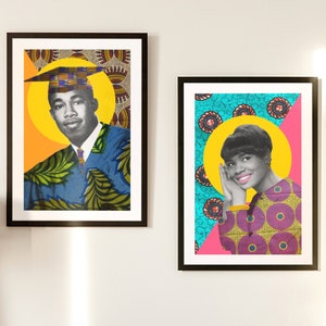 African Fabric Family Portrait, Custom made art