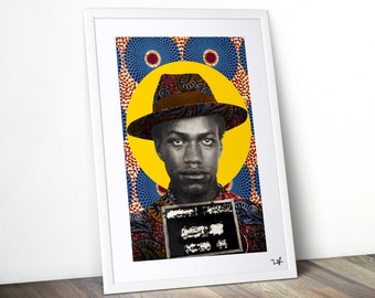 Malcolm X Mugshot Print: Limited Edition African Fabric Art