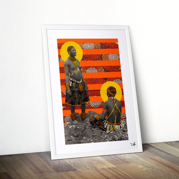South African women 1900's - Limited Edition Print - A4 Print - A3 Print - Digital Collage - Black Art - African Art