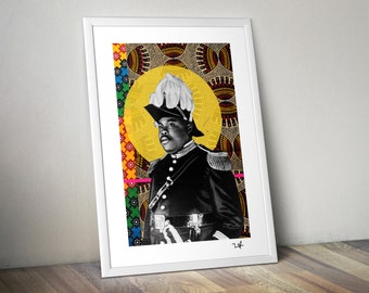 Marcus Garvey Art Print: African Fabric Collage, Limited Edition