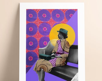Impresión artística de Rosa Parks: Collage de tela africana de edición limitada