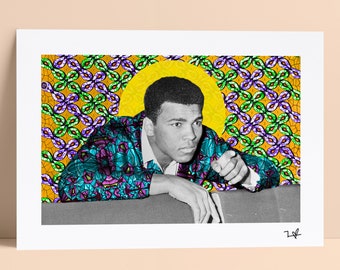 Muhammad Ali Limited Edition Print: African Art Collage