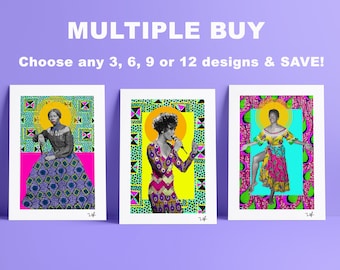 Multiple Buy - Black Icons - A4 Print / A3 Print - Digital Collage - African Art