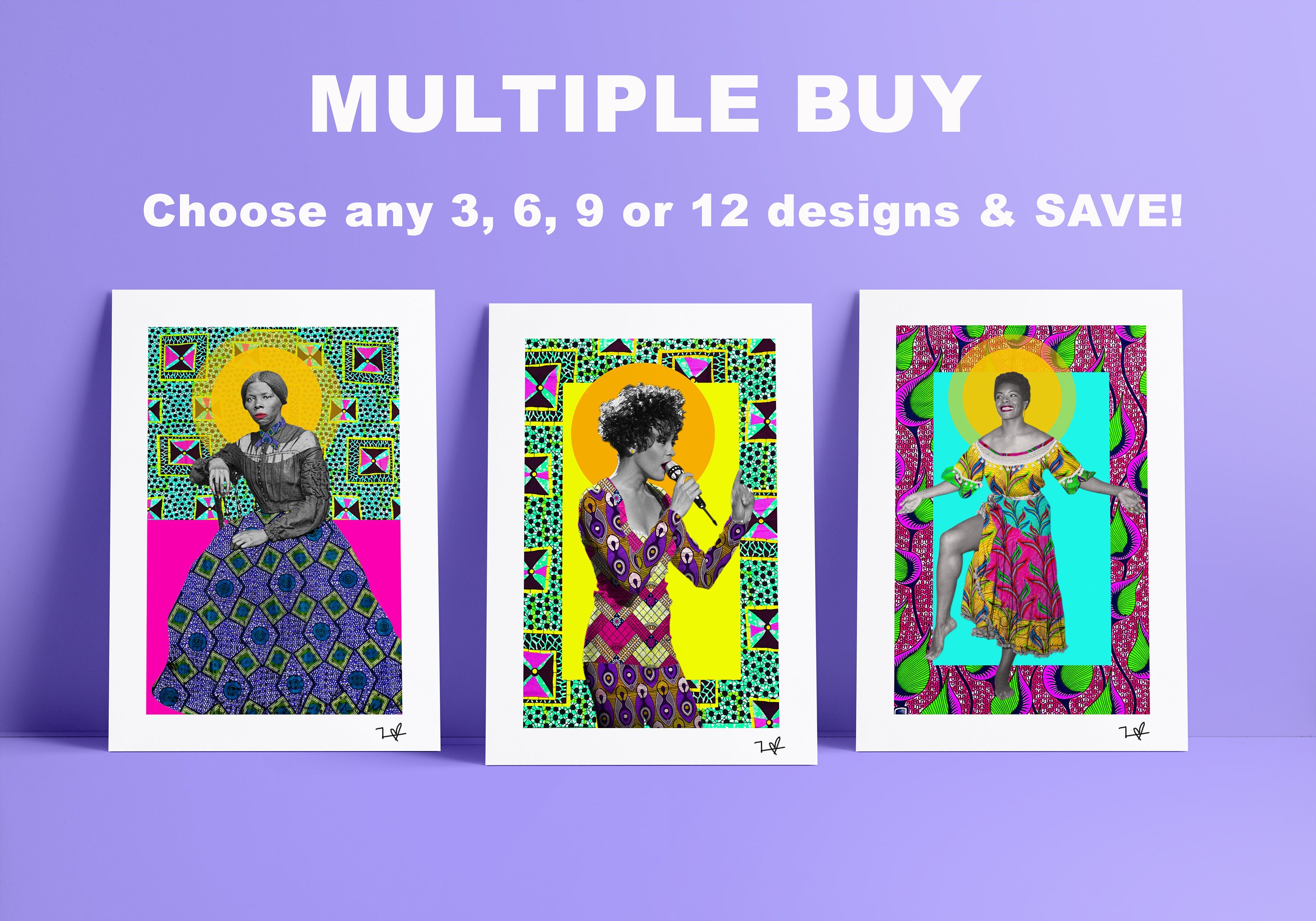 Multiple Buy - Black Icons - A4 Print / A3 Print - Digital Collage - African Art