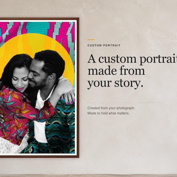 Custom Portrait from Photo | African Fabric Family Artwork