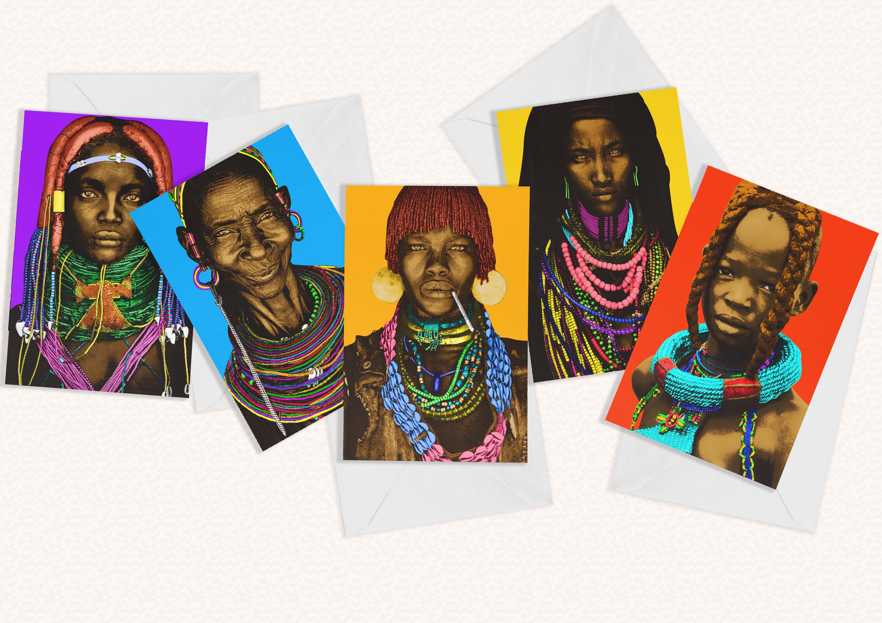 Stunning African tribe cards - Pack of 5 greetings cards