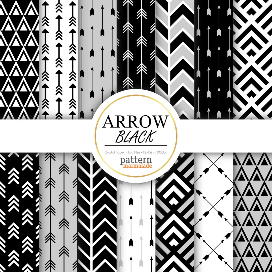 Dark Arrows Pattern SALE ARROW Black Digital Paper Pattern - Seamless Arrow Pattern for ...