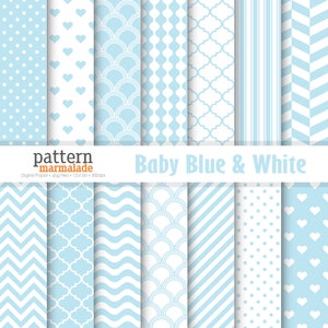 VENDITA Baby Blue & White Digital Paper Pattern - Pois/Chevron/Wave/Love/Stripe/Smerlop/..Per uso personale e piccolo commerciale - T0113