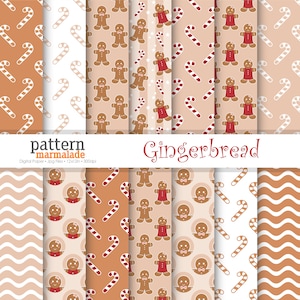 VENDA Papel Digital Gingerbread - Padrão de fundo marrom de gengibre/caneca de doces para uso pessoal e pequeno comercial - U012MG01