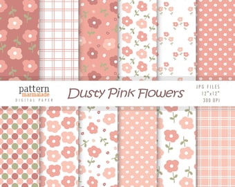 SALE Dusty Pink Flowers - Flowers Pattern - For Personal and Small Commercial Use - BX003B