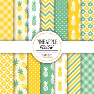 SALE Pineapple Yellow Digital Paper Pattern - Seamless Pineapple/Chevron/Polka Dot Pattern For Personal and Small Commercial Use - S0314