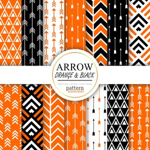 SALE Arrow Orange And Black Digital Paper Pattern - Seamless Arrow Pattern For Personal and Small Commercial Use - S0507