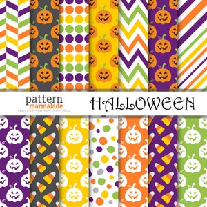 REA Happy Halloween Digitalt Pappersmönster - Jack O'Lantern/Godis/Rand/Chevron/Polka För Personligt och Litet Kommersiellt Bruk - T0901