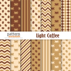 SALE Light Coffee Digital Paper Coffee Pattern - Coffee Bean/Chevron/Wave/Stripe For Personal and Small Commercial Use - S1110