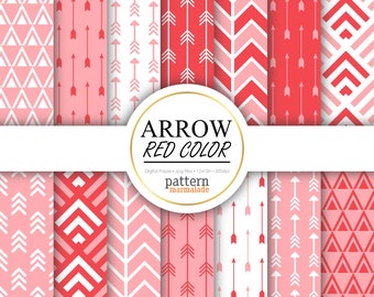 SALE Arrow Red Color Digital Paper Pattern - Seamless Arrow Pattern For Personal and Small Commercial Use - S0506