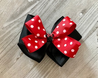 Minnie Mouse Hair Bow, Polka Dot Disney Bow
