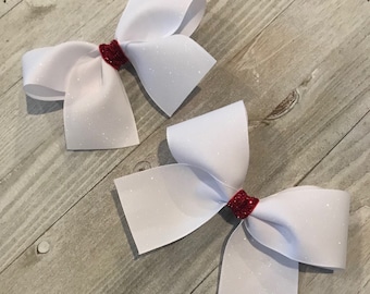 White sparkly set of small hair bows