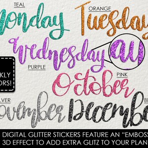 Digital Planner Stickers & Calendar Essentials GoodNotes on iPad Days of the Week, Months, Dates, Numbers image 2