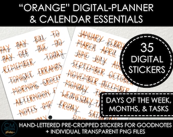 Digital Planner Stickers & Calendar Essentials • GoodNotes on iPad • Days of the Week, Months, Tasks, Events