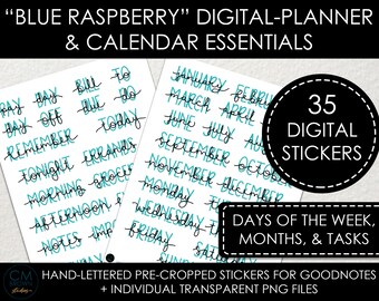 Digital Planner Stickers & Calendar Essentials • GoodNotes on iPad • Days of the Week, Months, Tasks, Events