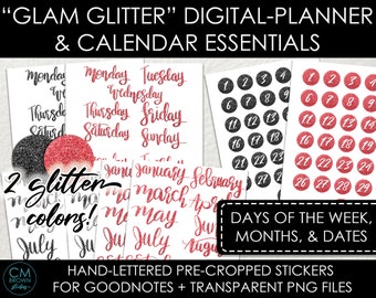 Digital Planner Stickers & Calendar Essentials, GoodNotes Stickers for iPad, Days of the Week, Months, Dates, Numbers